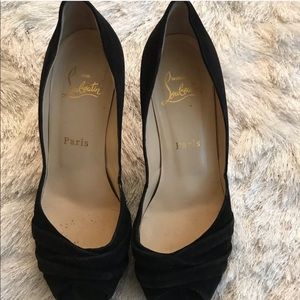 Christian Louboutin Peep Toe Suede Pump